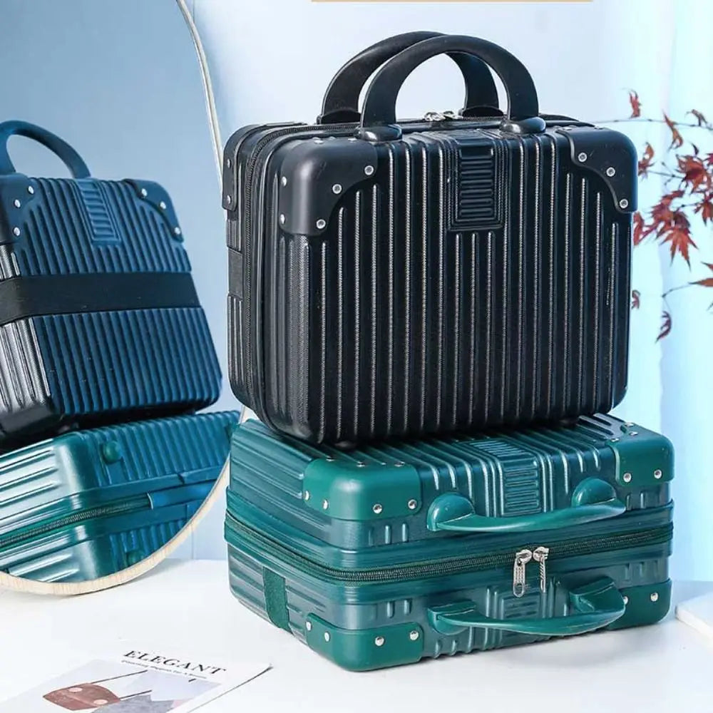 14-Inch Mini Travel Suitcase Cosmetic Box - Hand Luggage Organizer with Password Lock, Small Makeup Case for Boarding