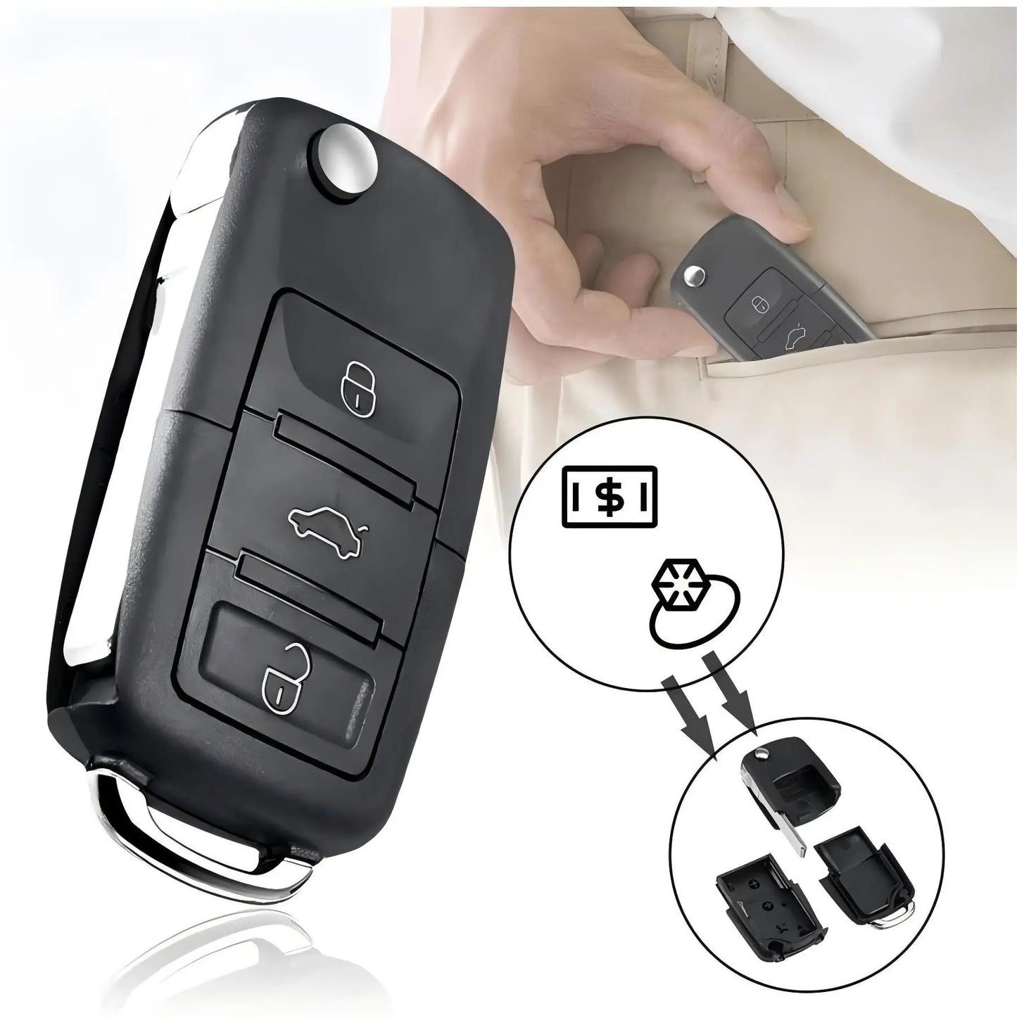 Creative Dummy Car Key Mini Safe Box - Hidden Secret Compartment for Storing Money, Pills, and Coins