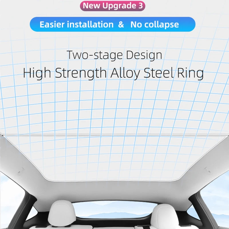 Upgraded Ice Cloth Buckle Sun Shades for Tesla Model 3 & Y (2021-2025) – Front & Rear Glass Roof Sunroof Skylight Covers