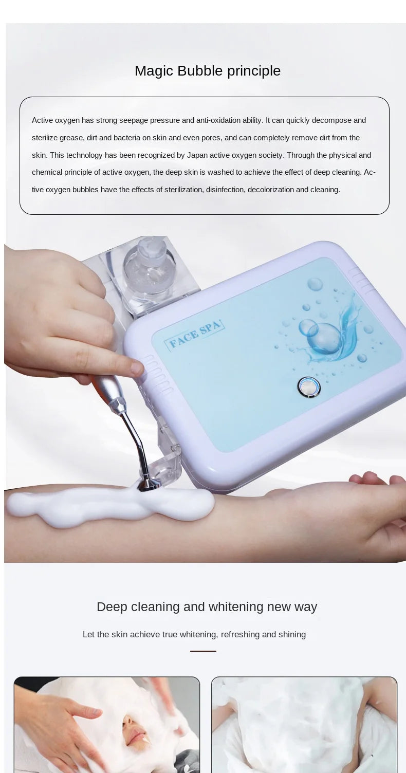 Magic Oxygen Bubble Machine - Deep Clean for Tender White Skin, Cleansing Mites, Beauty Facial Rejuvenation - Japan Management Device