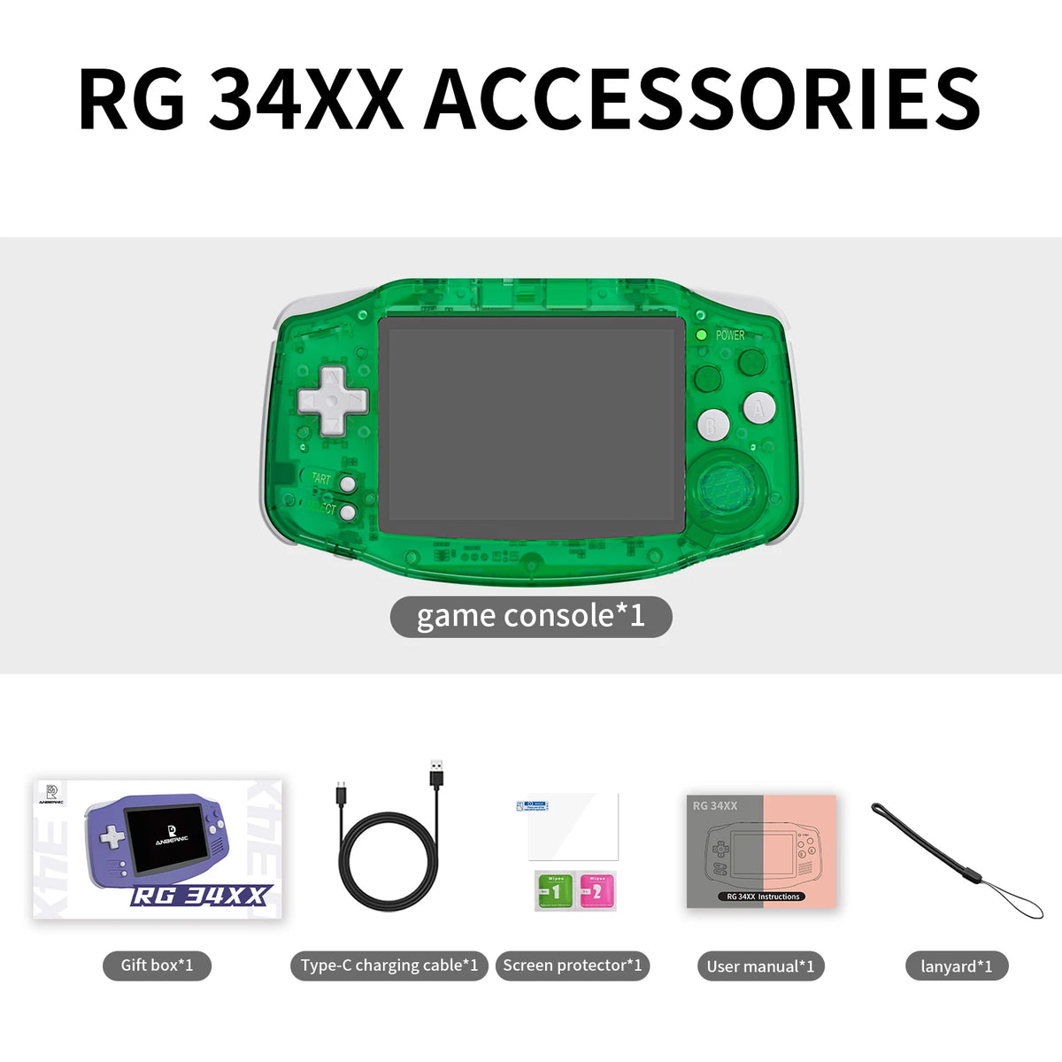 ANBERNIC RG34XX Retro Handheld Game Console - 3.4" IPS Screen Linux Gaming System with HDMI Output