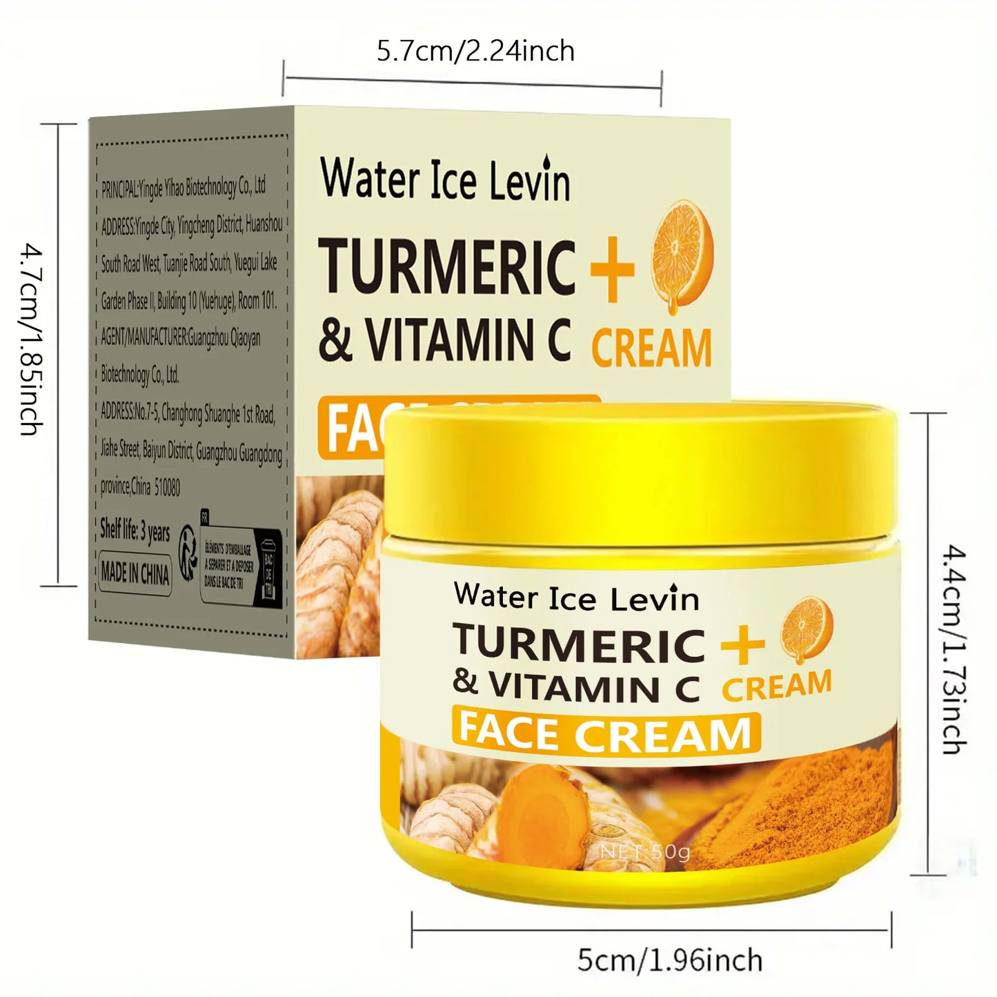 Turmeric Vitamin C Anti-Aging Cream – 50g Moisturizing Collagen & Hyaluronic Acid Face Cream for Wrinkle Reduction