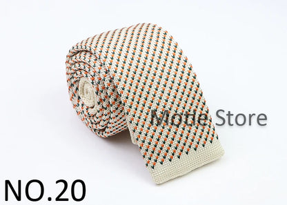 Classic Knit Neck Tie for Men — 6cm Plaid & Dots Casual Business Wedding Tie