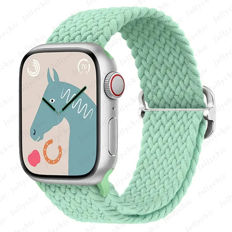 Braided Solo Loop Apple Watch Ultra Band – Elastic Nylon Adjustable Sport Bracelet Strap for iWatch SE, Series 3–9 (38mm–49mm)