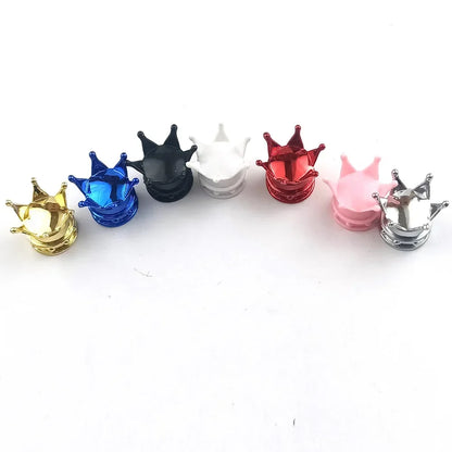 4 Pcs Crown Dice Car Wheel Tire Valve Caps - Universal Tyre Rim Stem Covers | Air Dust & Waterproof | Bling Accessories for Car & Motorcycle
