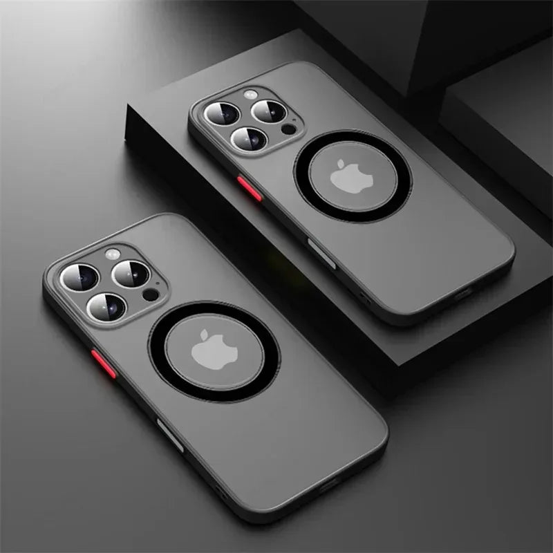 Luxury Armor Matte Magnetic Case - Shockproof MagSafe Wireless Charging Cover for iPhone 17 16 15 14 13 12 11 Pro Max Mini Plus