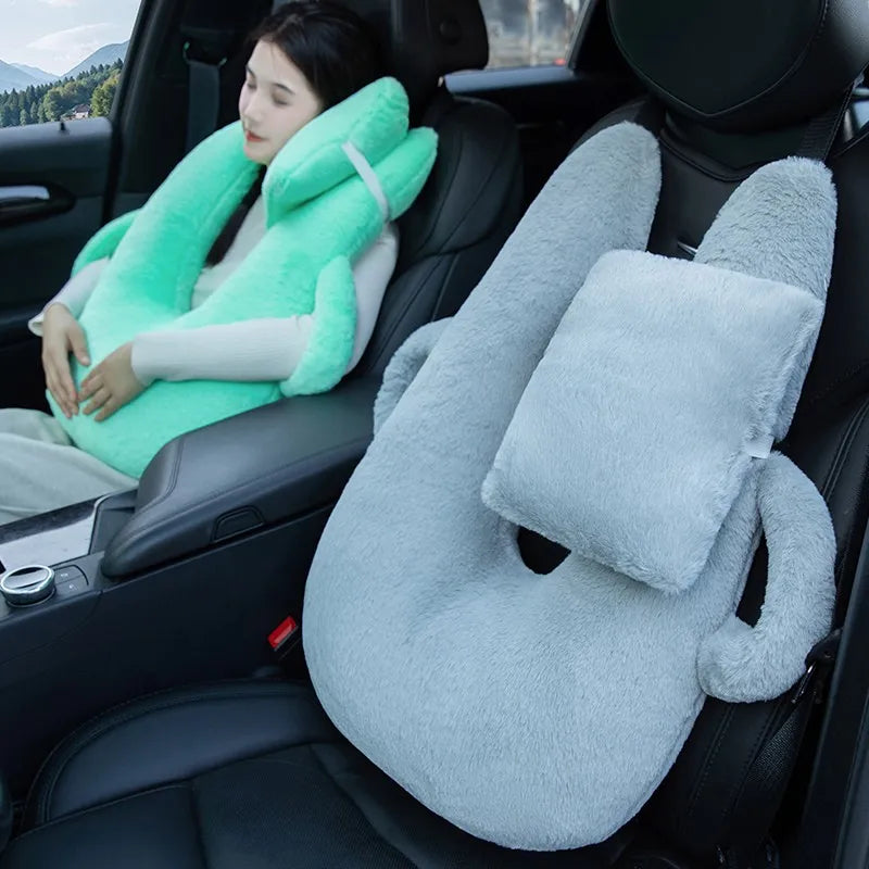 Children’s Cartoon Car Neck Pillow – Rear Seat Sleep Headrest & Seat Belt Shoulder Support