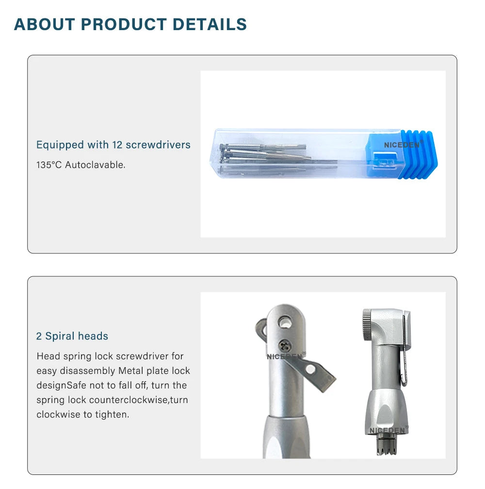 NICEDEN Dental Implant Torque Wrench - Universal Handpiece with 16 Screws & Latch Head Repair Tool
