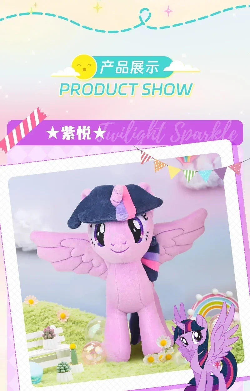 My Little Pony Plush Toys – Twilight Sparkle, Pinkie Pie, Rarity, Fluttershy, Applejack & Rainbow Dash Stuffed Dolls, Kids Xmas Gift