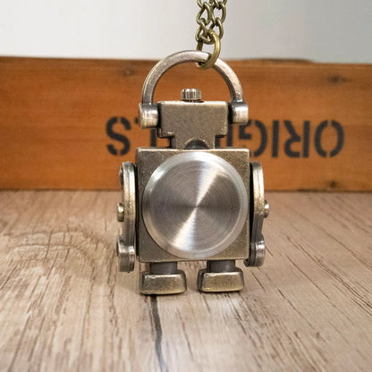 Robot Quartz Pocket Watch - Cool Round Dial with Arabic Numerals for Students and Collectible Gifts