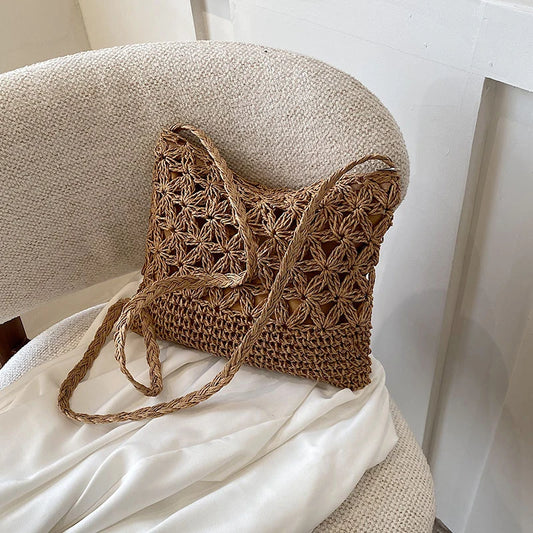 Woven Straw Crossbody Bag - Small Fashionable Shoulder Handbag for Women