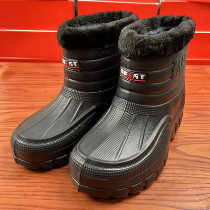 Men’s Winter Waterproof Snow Boots – Warm Cotton High-Top Work & Casual Boots with EVA Outsole