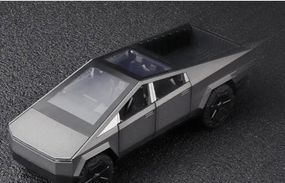 1:32 Cybertruck Diecast Toy Truck for Boys – Silver Pickup with Sound & Light, Metal Model Car for Kids Age 3+