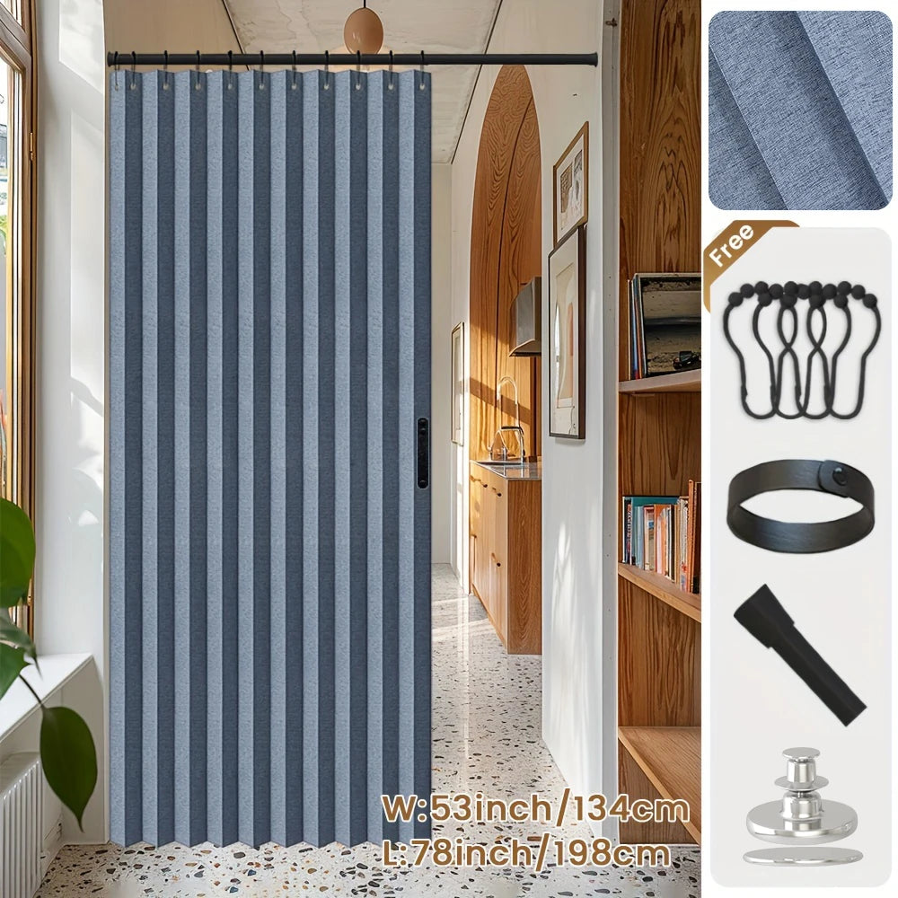 Blackout Folding Door Curtain – 1 Panel Privacy Screen for Living Room, Bedroom, Kitchen, Closet, Room Divider