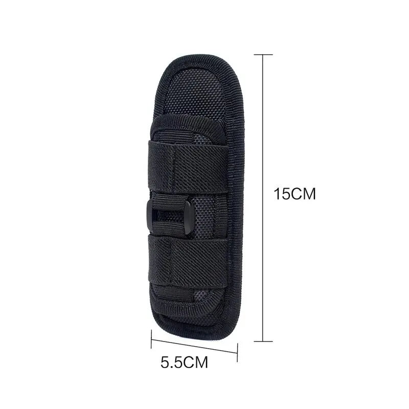 Tactical Hunting Molle Nylon Flashlight Pouch: 360° Rotatable Cover Holster for Outdoor Torch - Portable Lighting Accessory
