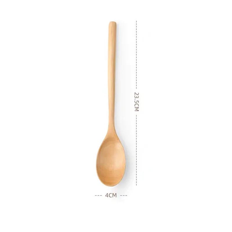 2PCS Wooden Spoons – Kitchen Tableware for Cooking, Soup, Tea, Coffee, Honey, and Catering Utensils