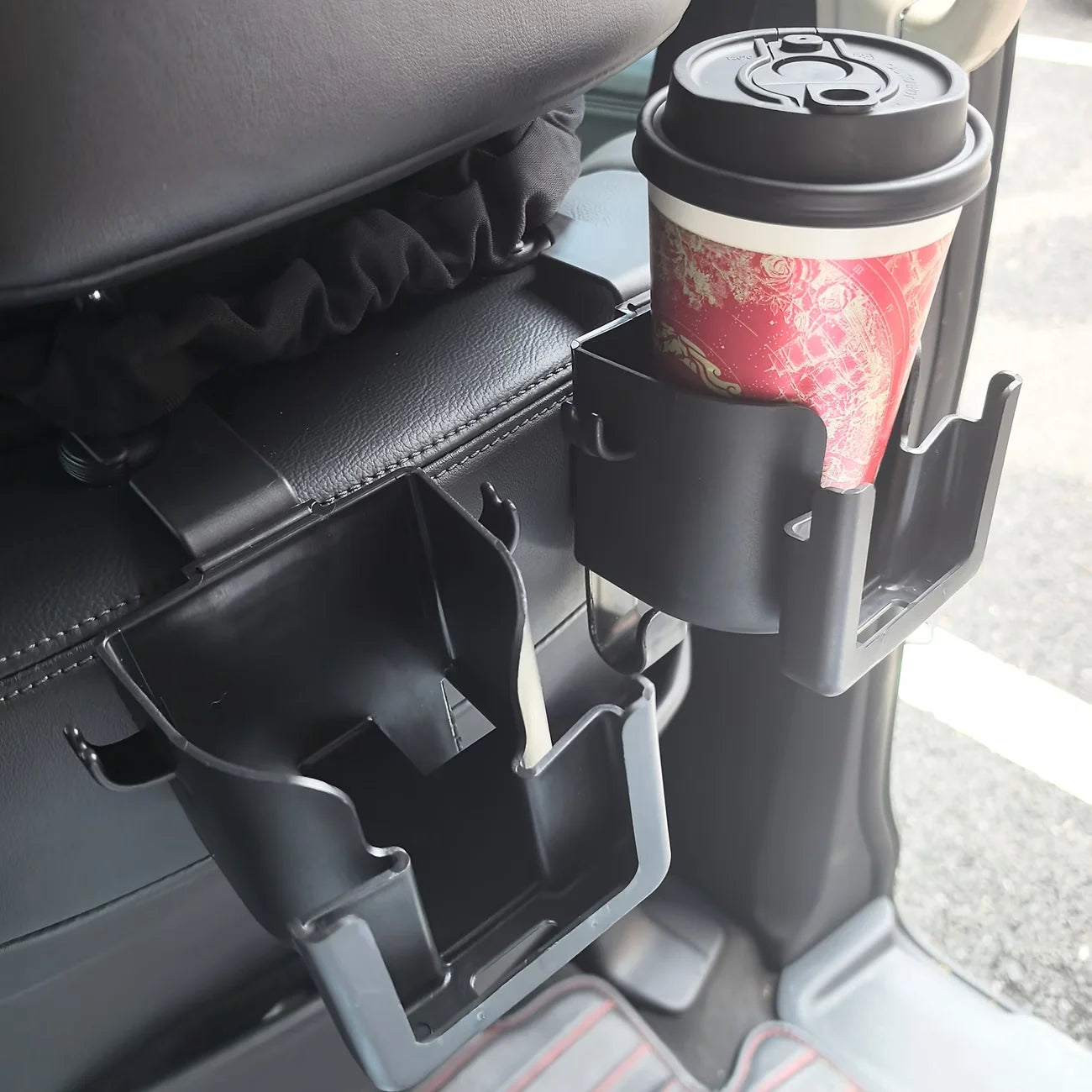 2-Pack Car Seat Back Organizer – Cup Holder, Hook & Phone Bracket Rear Storage for Water Bottle, Phone & Car Interior Accessories