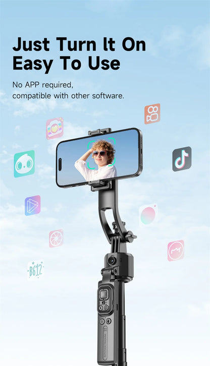 C17 360° Auto-Rotation Monopod – AI Tracking Tripod with Bluetooth Shutter, Fill Light & Wireless Selfie Stick for Phones