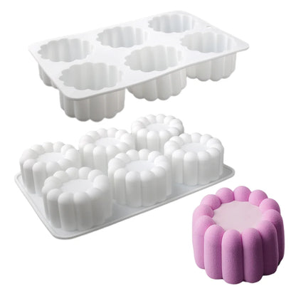 6 or 12 Cell Wavy Lace Cylindrical Silicone Cake Mold — Mousse & Dessert Baking Tool for Party Pastry