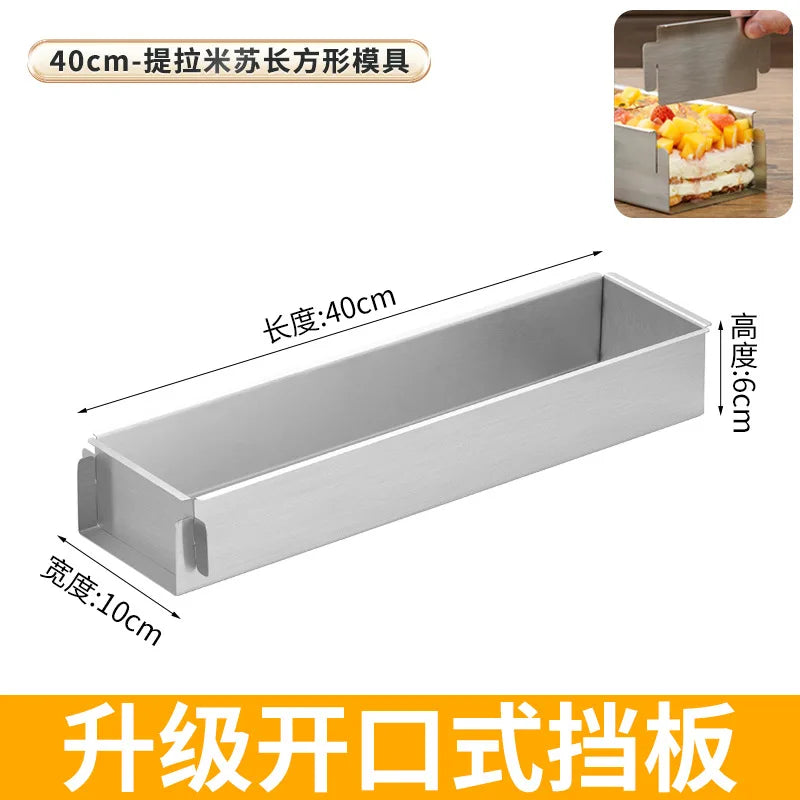 Tiramisu Removable Cake Mold Set — Stainless Steel Stand, Long Tray & Shovel Tool for Baking, Kitchen Accessories