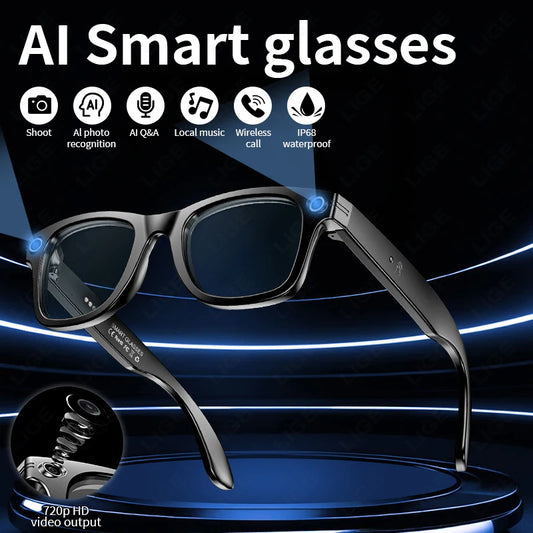 Smart AI Glasses — Video Recording, Photo Recognition, Translation, Bluetooth with 260mAh Battery, IP65 Waterproof