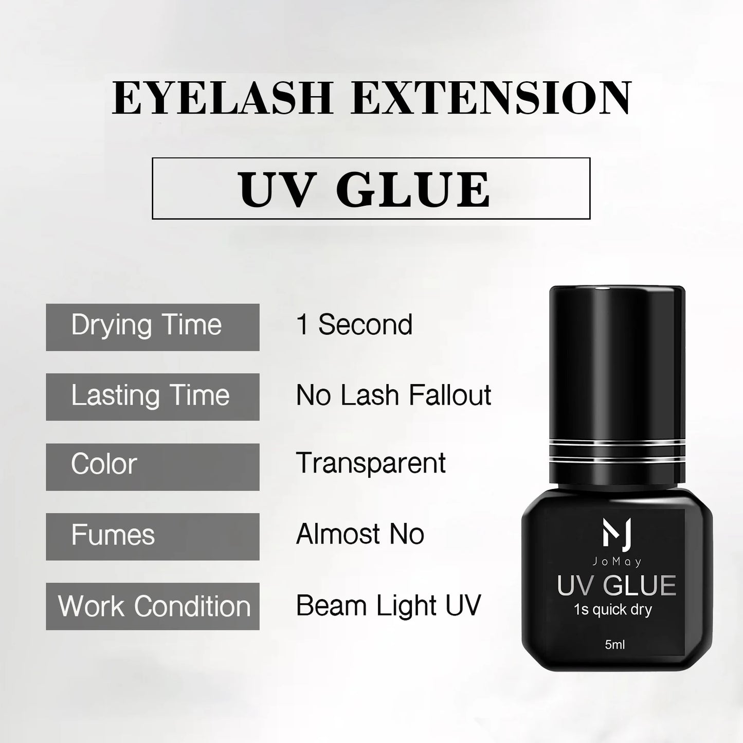 UV Eyelash Glue – Waterproof, Quick-Dry 1-Second Colorless & Odorless Eyelash Extension Adhesive