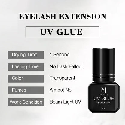 UV Eyelash Glue – Waterproof, Quick-Dry 1-Second Colorless & Odorless Eyelash Extension Adhesive