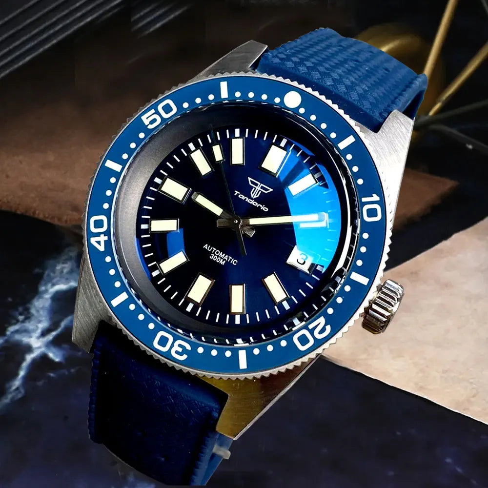Tandorio 41mm 62MAS Automatic Diver's Watch – NH35A, 300M Water Resistance, Ceramic Bezel, Green Lume, Sapphire Glass