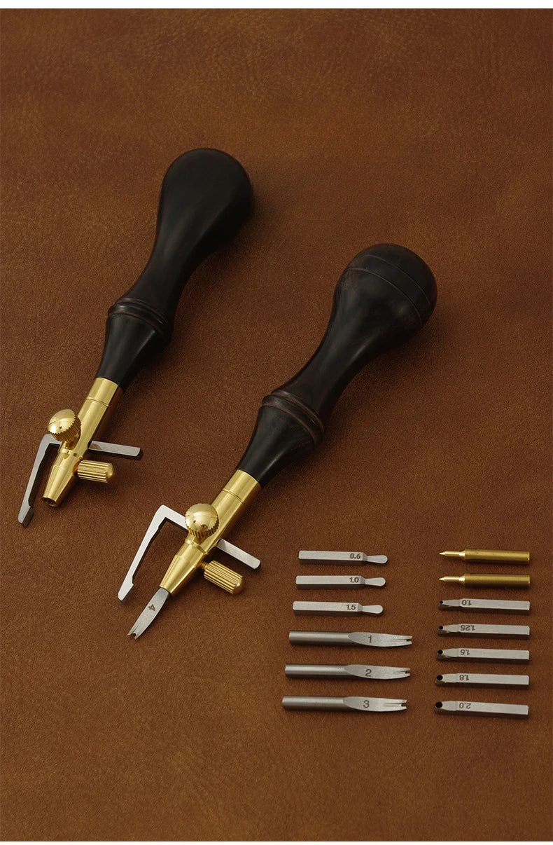 Adjustable Leather Grooving & Marking Tool – Multi-Function Cutter Head for DIY Leathercraft & Edge Carving