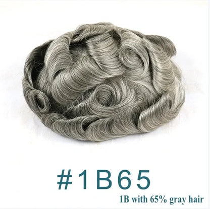 Men's Human Hair Toupee - 0.1mm Thin PU Base Undetectable Durable Hair System