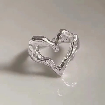 VENTFILLE 925 Sterling Silver Adjustable Ring – Vintage Hollow Line Punk Hip Hop Couple Jewelry