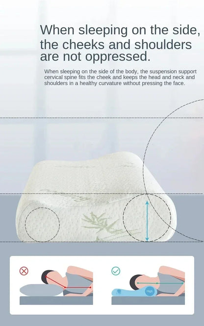 50x30cm Bamboo Fiber Memory Foam Pillow – Slow Rebound Orthopedic Neck Support Pillow for Health Care & Relief