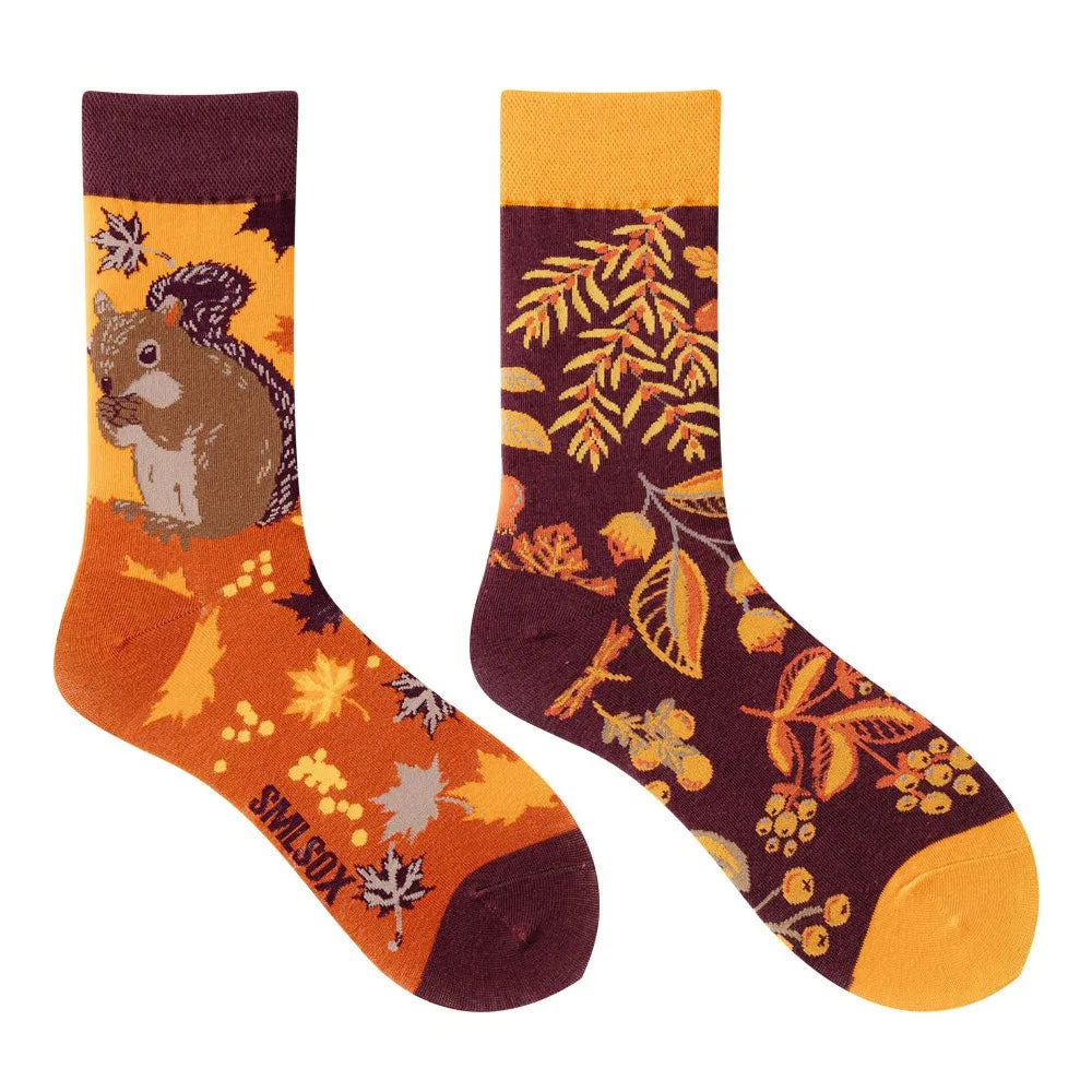Unisex AB Tide Animal Cotton Socks – Colorful Cat, Dog, Koala, Cow Crew Socks for Men & Women, Four Seasons Gift
