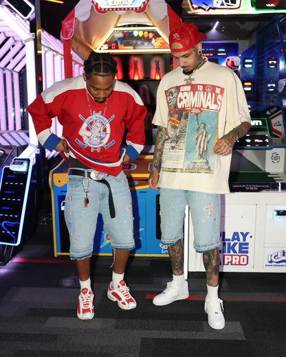 Y2K Gothic Rhinestone Denim Shorts — Diamond Cross Embroidered Hip Hop Jorts for Men & Women