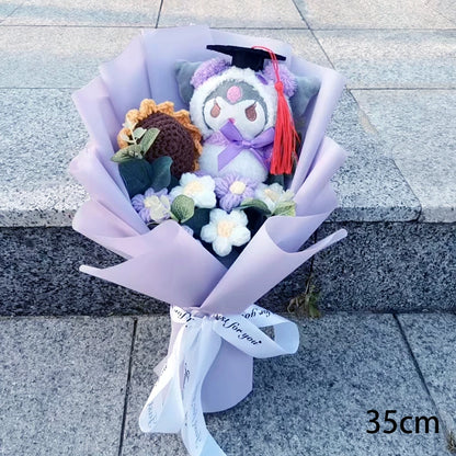 Sanrio Plush Sunflower Bouquet — Hello Kitty, Kuromi, My Melody & Cinnamoroll Gift