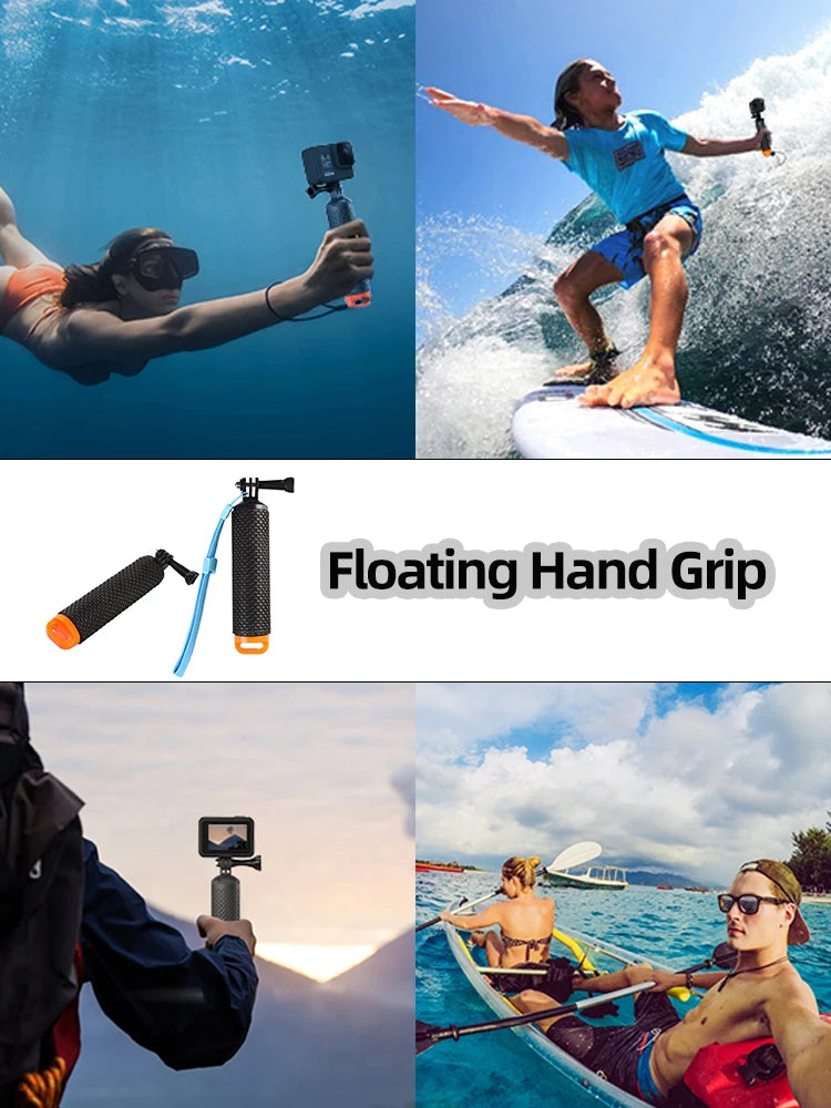 GoPro Floating Hand Grip Waterproof Handle & Selfie Stick - For GoPro Hero 13/12/11/10/9/8/7/6/5, Insta360 X4/X3, DJI Action 4/3