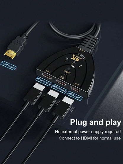 3-Port HDMI KVM Switch 1080P – 3 Input 1 Output Video Splitter Hub for HDTV, DVD, Xbox, PS3 & PS4