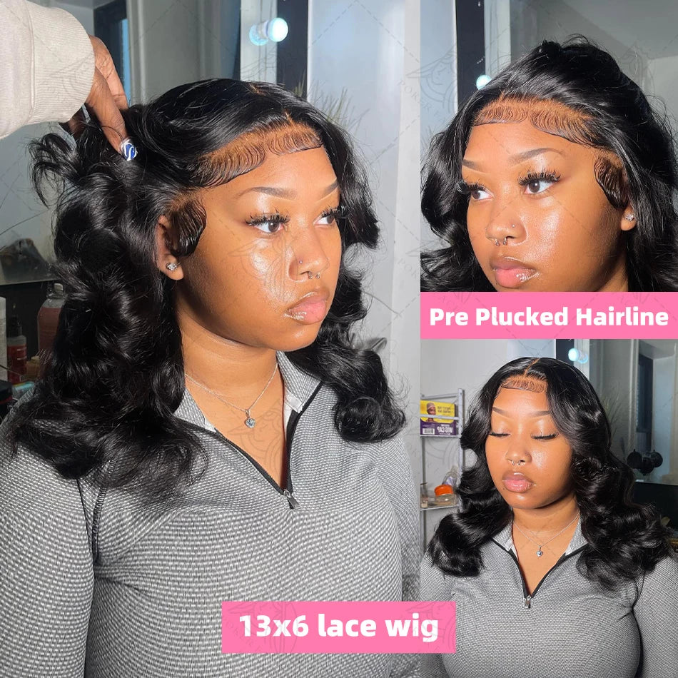 Brazilian Body Wave Short Bob Wig – 13x4/13x6 HD Transparent Lace Front, Pre-Plucked 5x5 High Density Human Hair Lace Frontal Wig