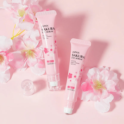 LAIKOU Sakura Eye Serum Roller — Hyaluronic Acid Moisturizing Cream for Eye Bags & Dark Circles, 15ml