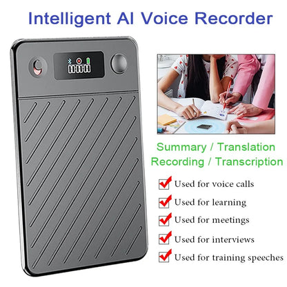 AI Voice Recorder with Display Screen – 8–256GB Smart Digital Voice Recorder with Transcription, Summarization & Translation Features, Intelligent Note Taking Device