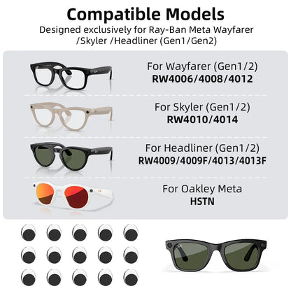 HIBLOKS LED Light Blocking Stickers – Compatible with Ray-Ban & Oakley Meta Smart Glasses (Wayfarer, Skyler, Headliner Gen 2, HSTN)