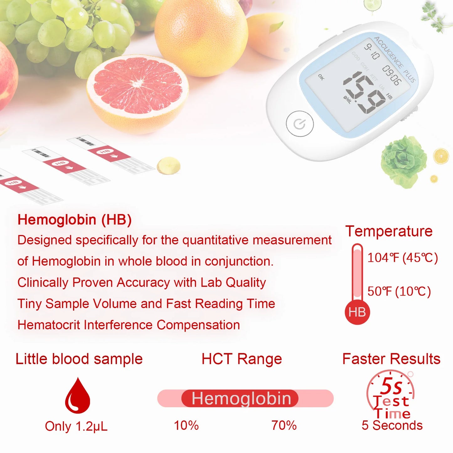 4-in-1 Multifunction Blood Monitor – Hemoglobin, Glucose, Ketone, Uric Acid Test for Diabetes, Anemia, Gout
