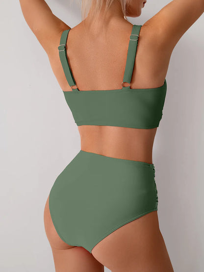 VigoBreviya 2025 Sexy Solid Strapped Bikini Set – Cross Push-Up, High Waist Brazilian Swimsuit for Women, Beach & Bath Wear