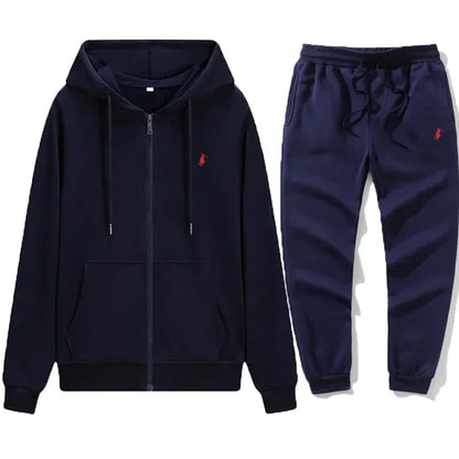 Men's Hooded Tracksuit Set - Classic Warm Hoodie & Sport Pants for Autumn and Winter