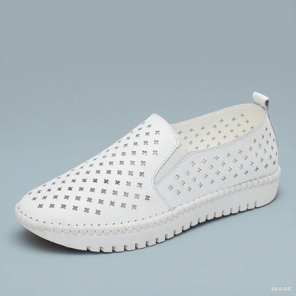 Women’s Genuine Leather Casual Flats - Hollow Lace-Up Loafers & Lightweight Boat Shoes