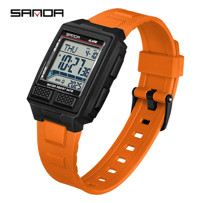 SANDA 2212 Men’s Digital Sports Watch - Multifunction Alarm, Luminous, Waterproof & Shockproof Wristwatch