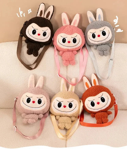 30cm Labubu Cartoon Cute Doll Backpack – Shoulder Crossbody Toy Pouch for Outdoor Travel, Christmas Gift