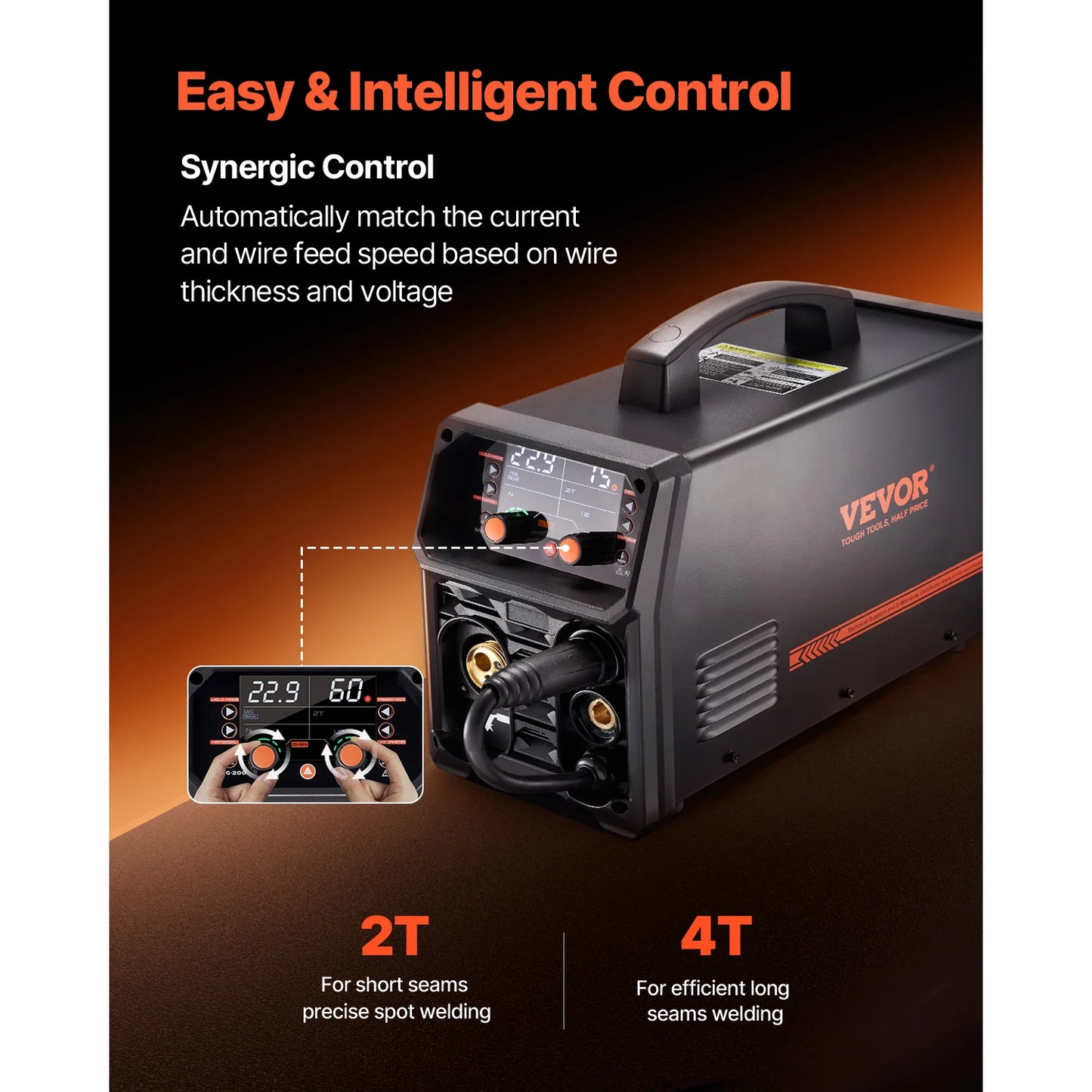 VEVOR 5-in-1 200A MIG Welder – Gas/Flux Core MIG, Stick, Lift TIG, AU TIG with LCD Display