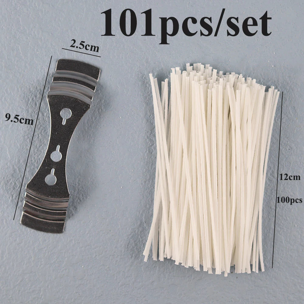 Smokeless Candle Wicks – Pre-Waxed Cotton Core with Metal Sustainer Tabs, 2.6-20cm for DIY Handmade Candle Making