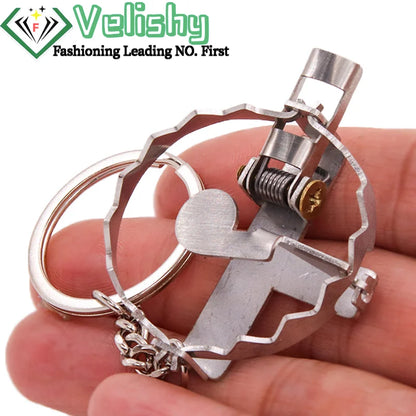 Mini Stainless Steel Mouse Trap Keychain – Creative Clip Jewelry Keyring Gift for Men & Women Personality Accessories